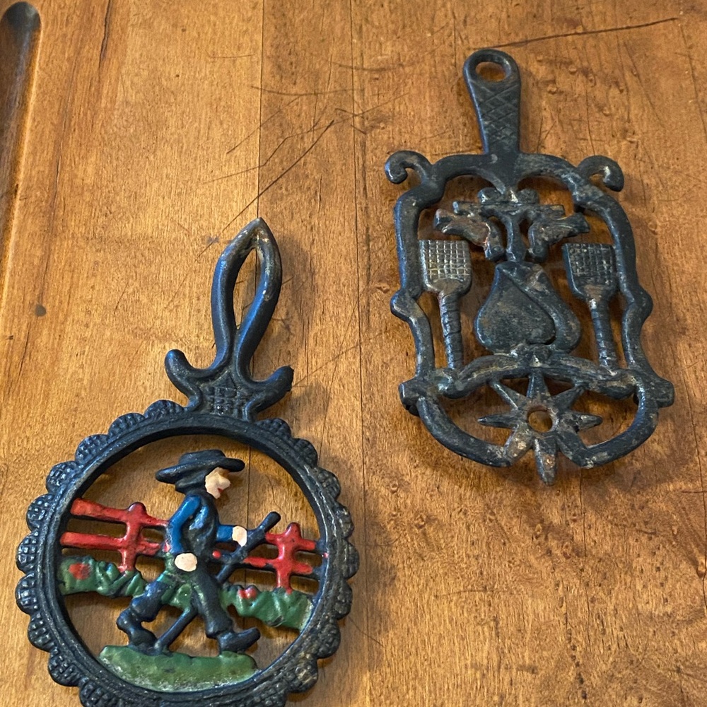 Vintage Cast Iron Trivets Farmhouse Lot of 2